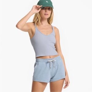Vuori Women’s Ribbed Crop Tank Top in Light Cloud